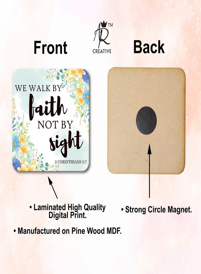 AR Creative We Walk by Faith - Bible Verse Fridge Magnet for Home Decoration, Bible Quotes MDF Wooden Fridge Magnet, Bible Verse, Home, Office Decor (3.5 inch x 3.5 inch) Set of 4 - Image 5